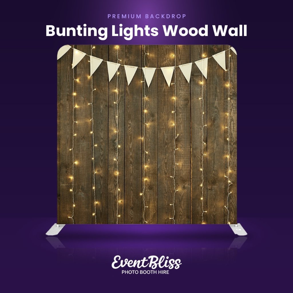 Backdrop (Bunting lights Wood Wall)