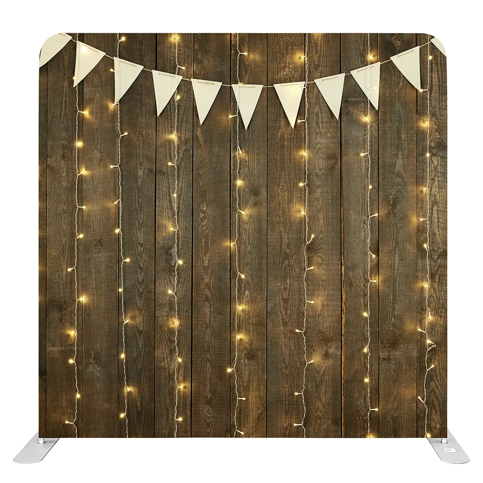 Backdrop (Bunting lights Wood Wall)